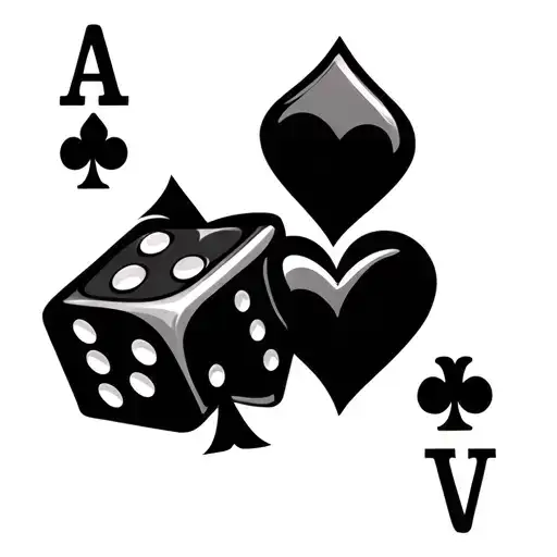 2 Aces Heart And Club Cards With Dice