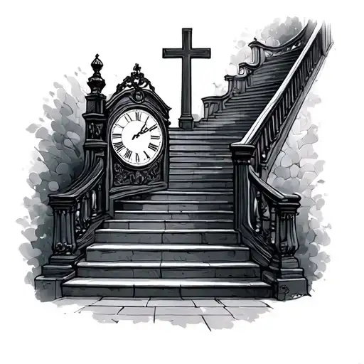 Clock Cross Stairway Leading