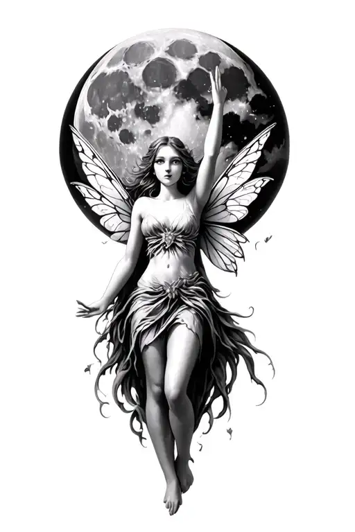 Fairy Reaching For The Full Moon