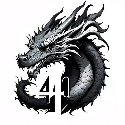 Dragon With The Number 40 Hidden Within
