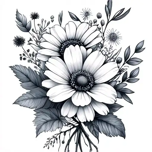 Fine Line Bouquet Of May August And July Birth Flowers