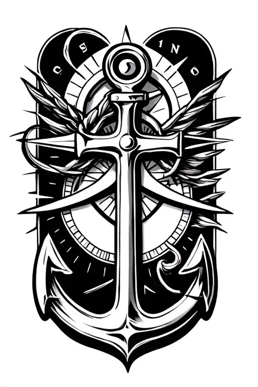 Compass With Ship Anchor Cross