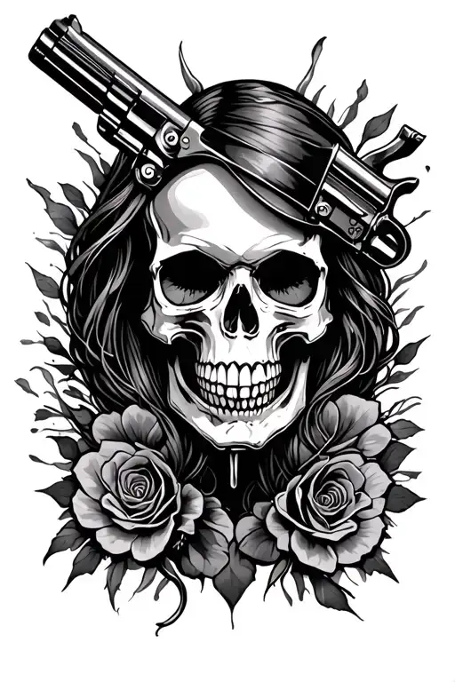 Womens Skull An Guns