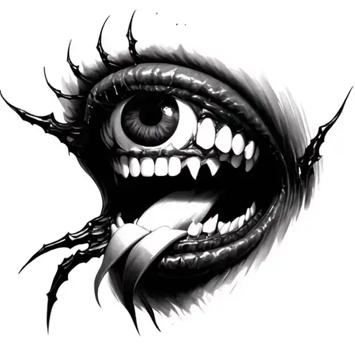 Dark Surrealism Horror Eyeballs Agressive Teeth Claws Tongue