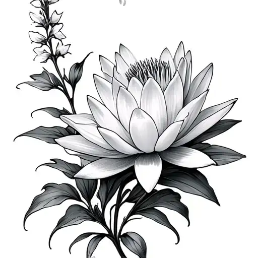 Larkspur And Water Lily