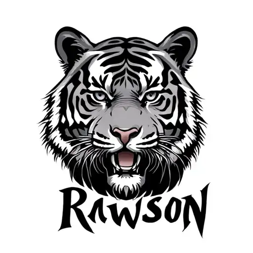 Rawson Name With Tiger Face