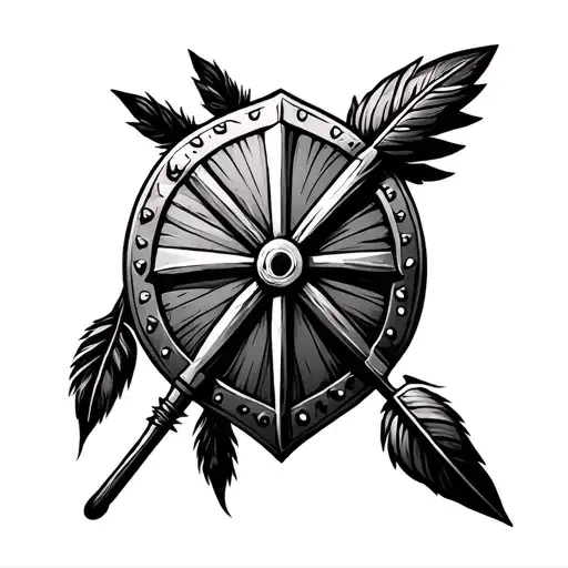 Native American Shield And Spear