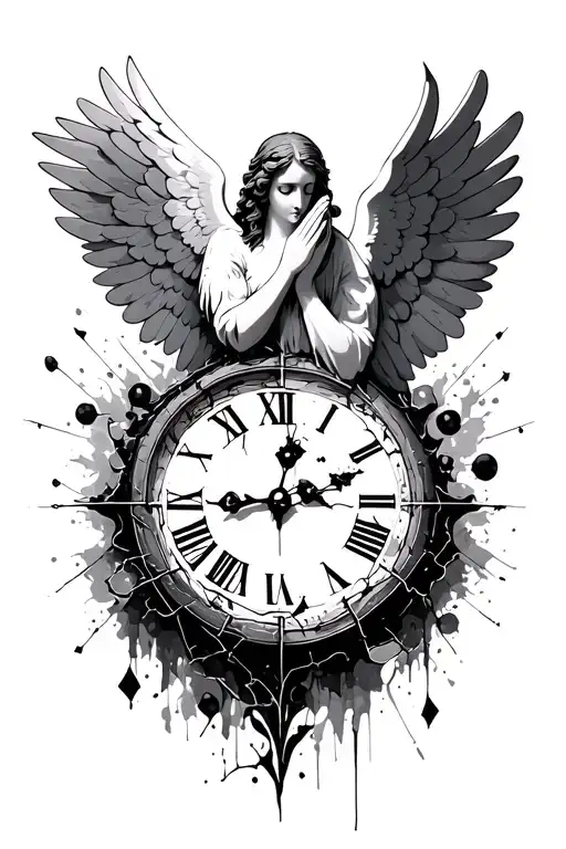 Praying Angel Broken Clock Flying Dove
