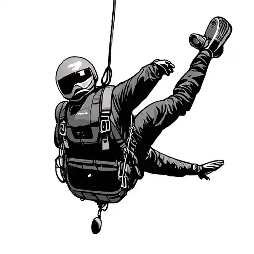 Sky Diving With Plane In Background