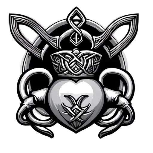 Claddagh With The Trinity Knot Behind It