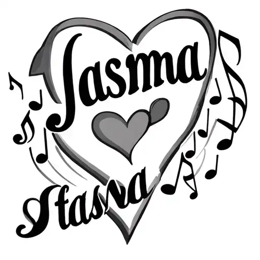 Jasma With Hearts And Music Notes Around The Name