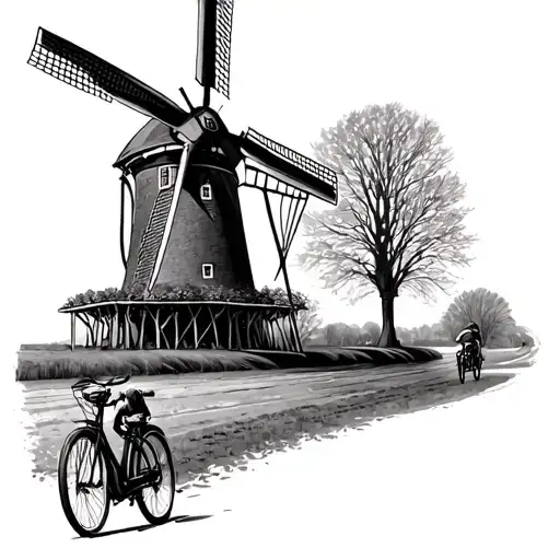 Dutch Windmill And A Bike Ride