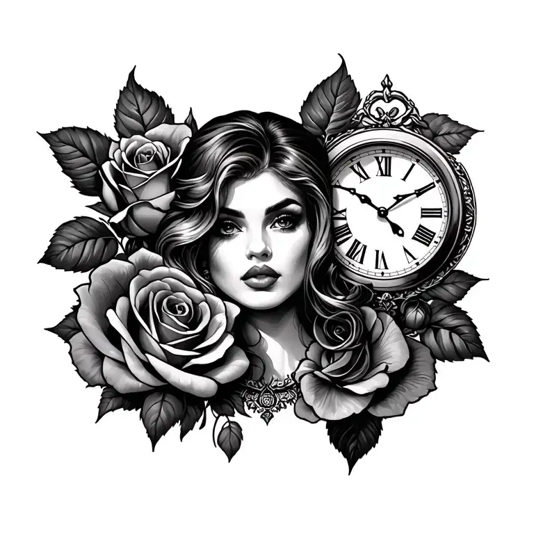 Farrah With Rose And Clock Design