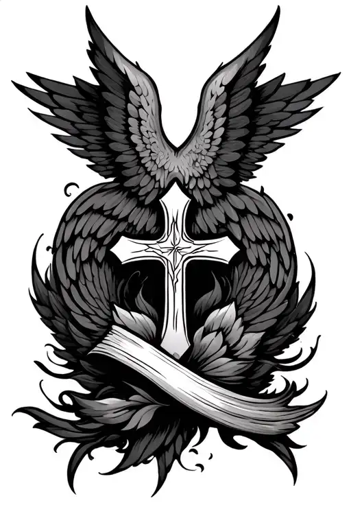 I Want A Cross Design With Wings Spread