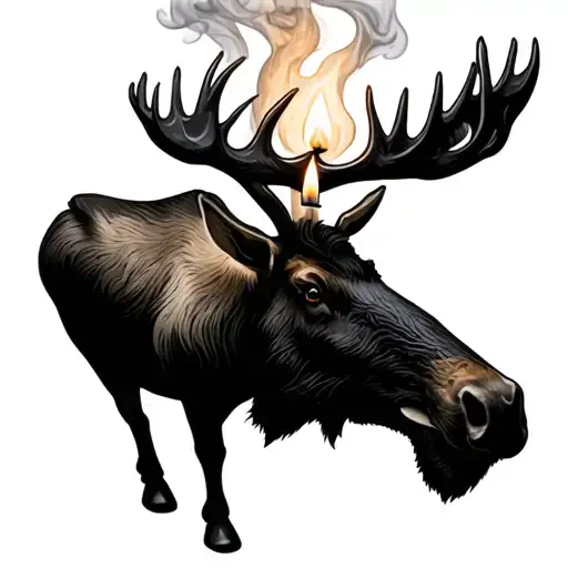 A Candle With Rising Smoke That Makes The Shape Of A Moose