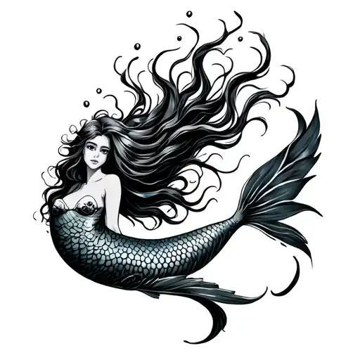 Tribal Mermaid Swimming Underwater Scene