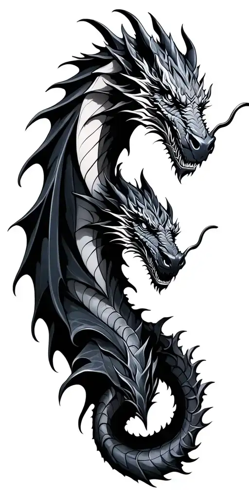 2 Gothic Dragons Intertwined