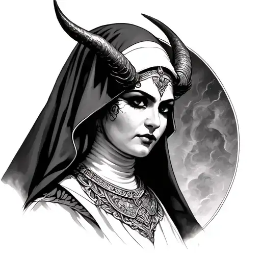 Chicano Nun With Horns Bahamut Head
