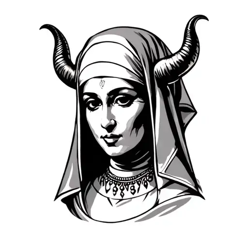 Chicano Nun With Small Horns