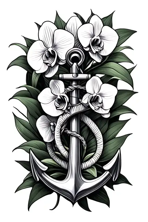 Anchor With Orchids