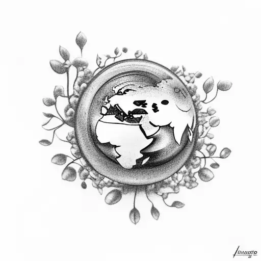 A Globe Made Of Coffee Beans With Flowers Growing Out Of It