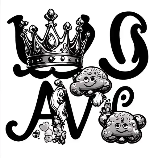 The Name Ava With A Princess Crown And Sour Patch Kids Tattoo Ai