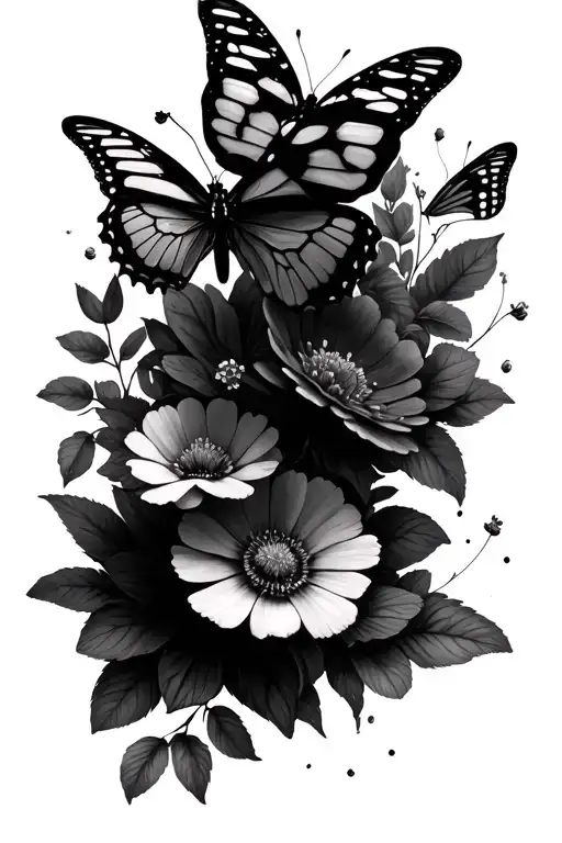 Dainty Mixed Florals With Butterflies