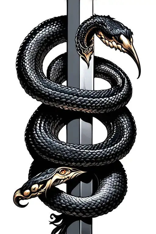 Samurai Sword With Snake Wrapped