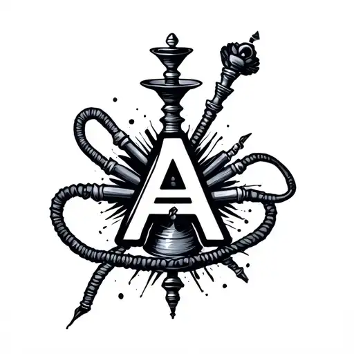 Hookah With Letter A Minimalist