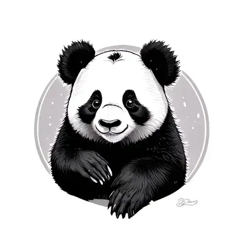 Tiny Panda Tattoo On Finger