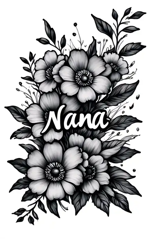 Flowers And The Name Nana In The Middle