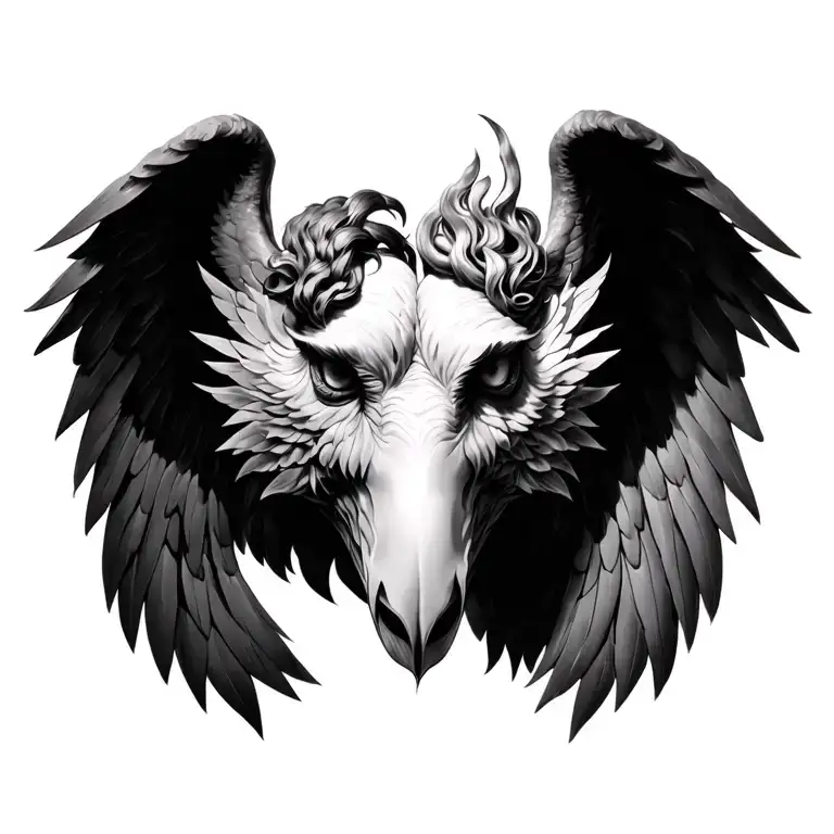 Breast Tattoo Engel & Teufel Realistic Style