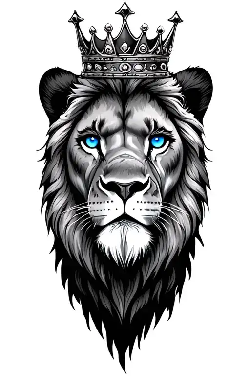 Lion Wearing A Crown Eyes Blue Eyes
