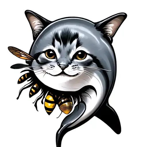 A Dolphin With A Cat With A Resemblance Of A Bee
