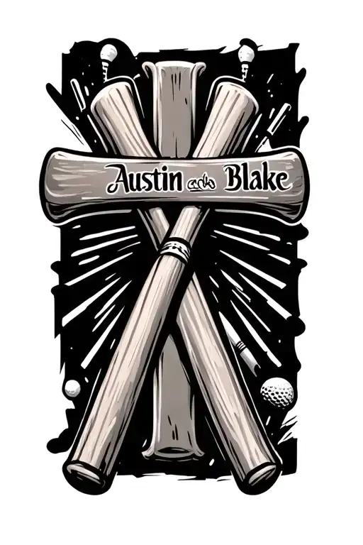 Cross As A Baseball Bat And Golf Club With The Names Austin And Blake