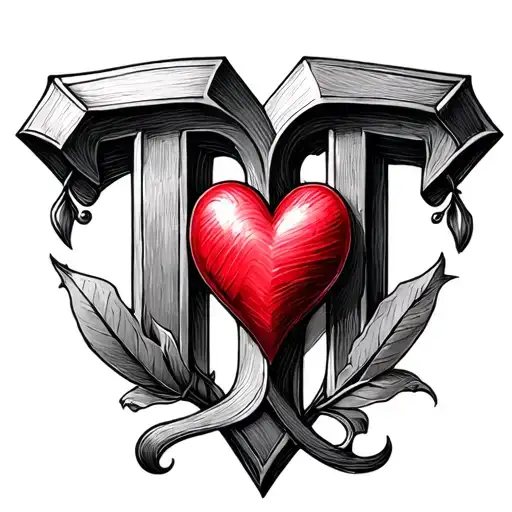 Letter T With A Heart
