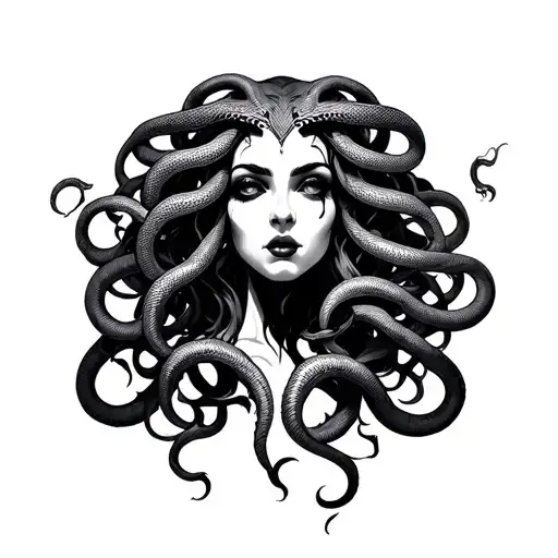 Medusa With 12 Snakes Facing Maleficent
