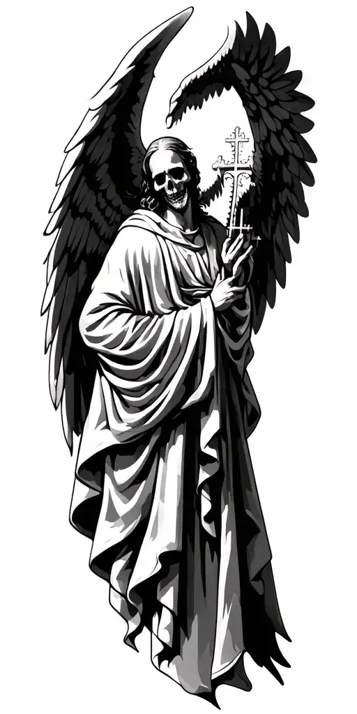 Angel Of Death Christian Sleeve Tattoo Design