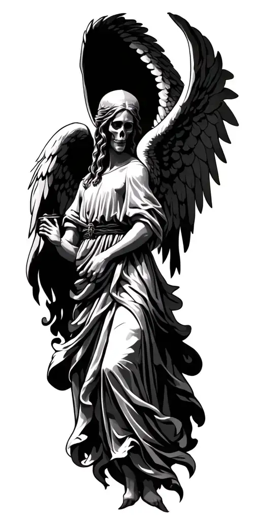 Angel Of Death Christian Sleeve Tattoo Design Inspired