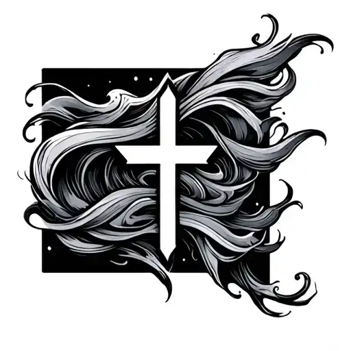 Cross And Waves Flowing