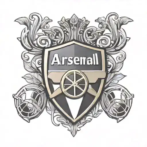 A Stylized Arsenal Football Crest With Musical Notes Incorporated Into The Design