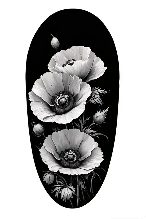 Shoulder Sleeve With Poppy Flowers