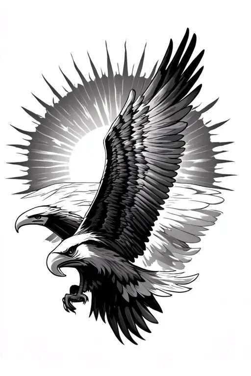 Philly Eagles Wings Spread With Sun Setting