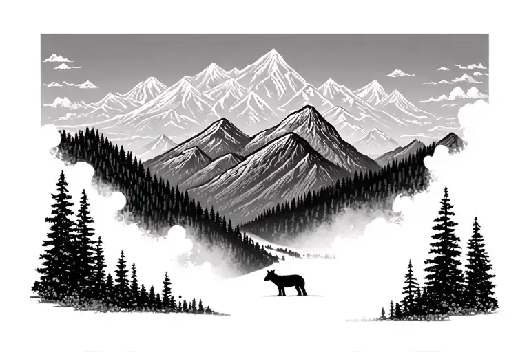 Smokey Mountains Inspired Scenery With Wildlife Animal