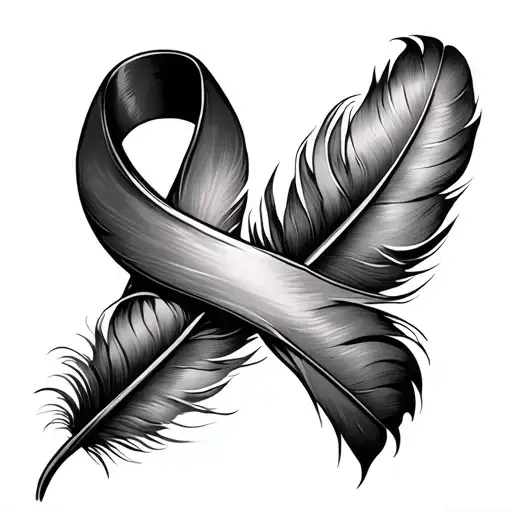 Cancer Ribbon Feather