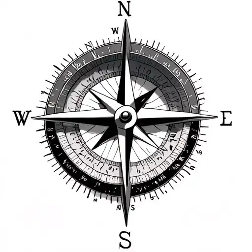 Compass With Degrees And Cardinal Directions