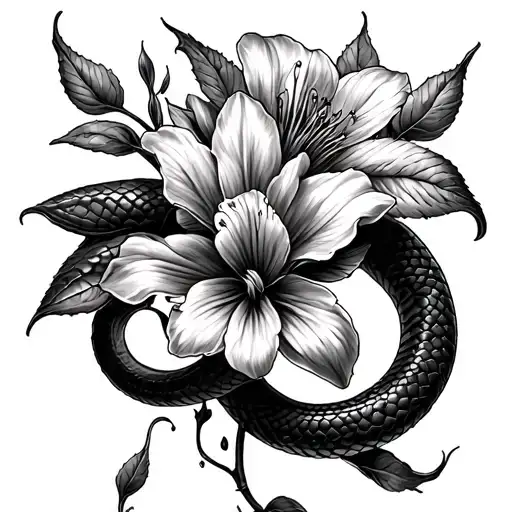 Flowers Snakes As Stems With The Flower Petals Coming Out From The Snakes Mouth