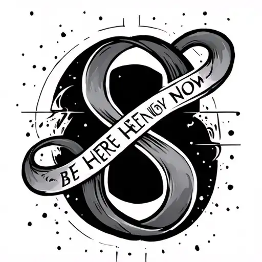 Infinite Symbol With Text Be Here Now