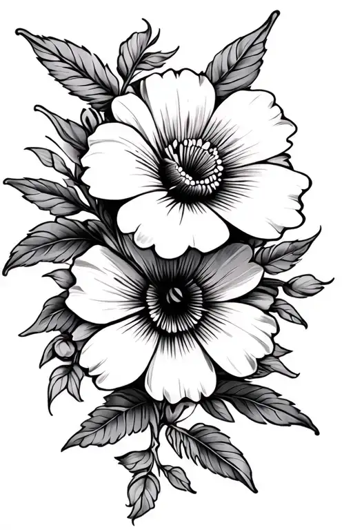Flower Tattoo Design Incorporating Elements
