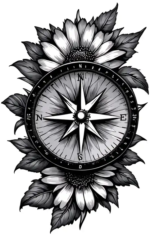 Compass With Flower